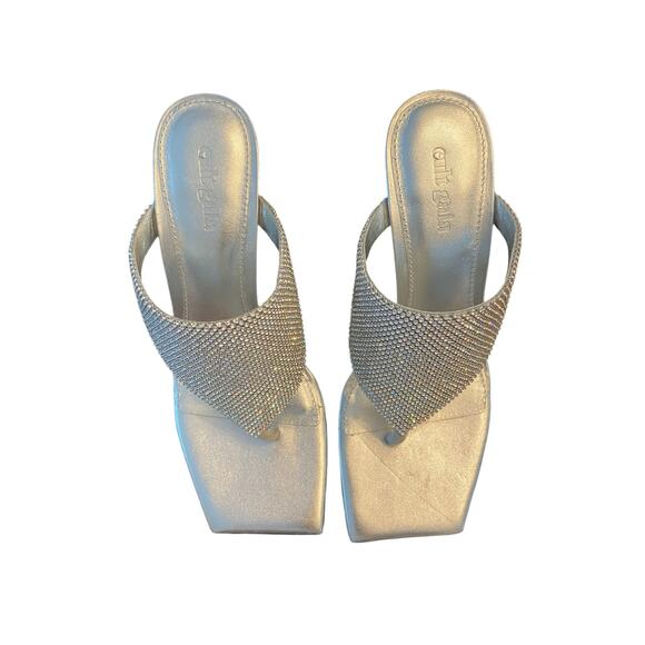 Cult Gaia Audrey Crystal Embellished Sandals Stiletto Heel Square Toe Clear Sz 6 - Picture 3 of 14